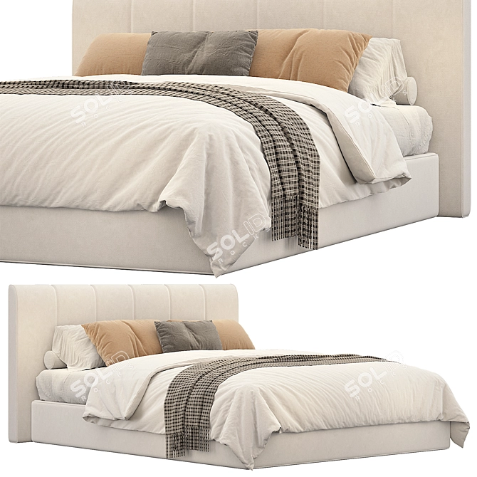 Minimalist Bed Frame Set 3D model image 1