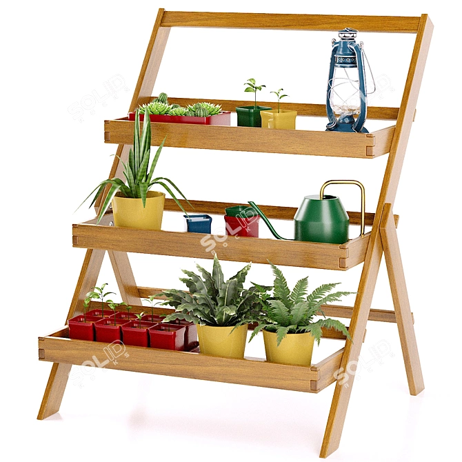 Folding Acacia Plant Stand | LaRedoute 3D model image 1