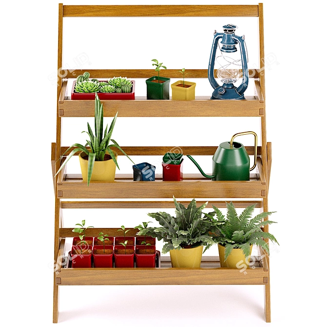 Folding Acacia Plant Stand | LaRedoute 3D model image 2