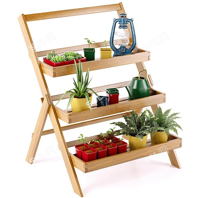 Folding Acacia Plant Stand | LaRedoute 3D model image 3