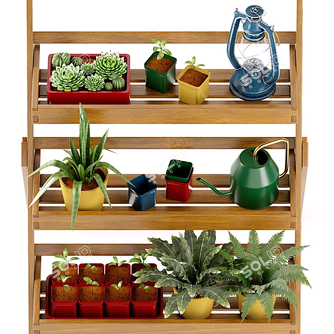 Folding Acacia Plant Stand | LaRedoute 3D model image 4