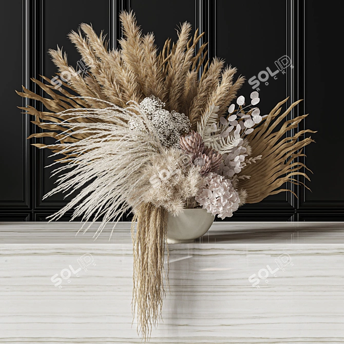 Big Pampas White Wedding Bouquet 3D model image 5