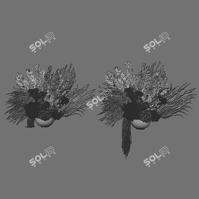 Big Pampas White Wedding Bouquet 3D model image 6