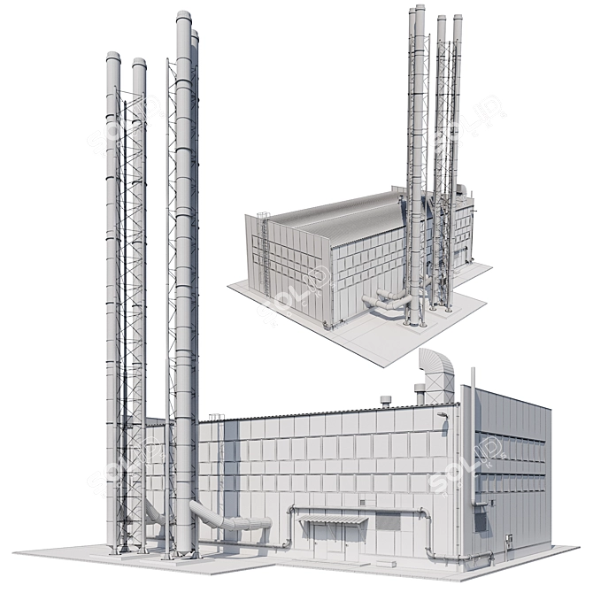 Gas Boiler House Model 3D model image 2