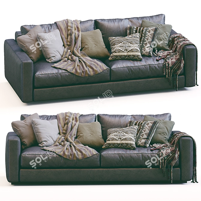 Ferlea Simple Leather Sofa 3D Model 3D model image 1