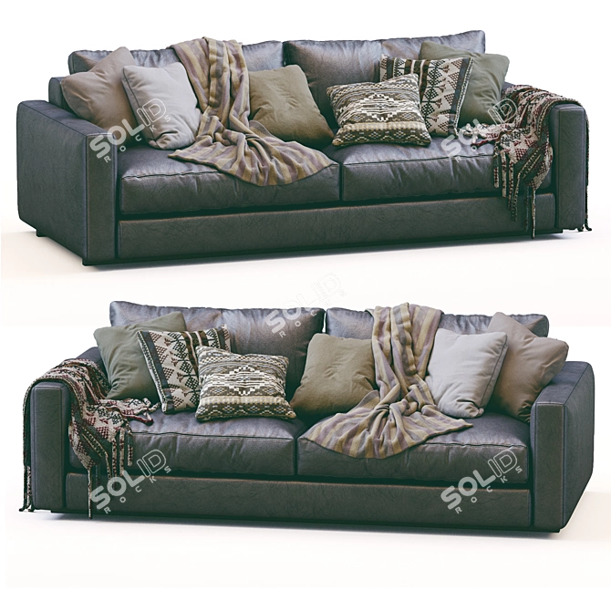 Ferlea Simple Leather Sofa 3D Model 3D model image 4