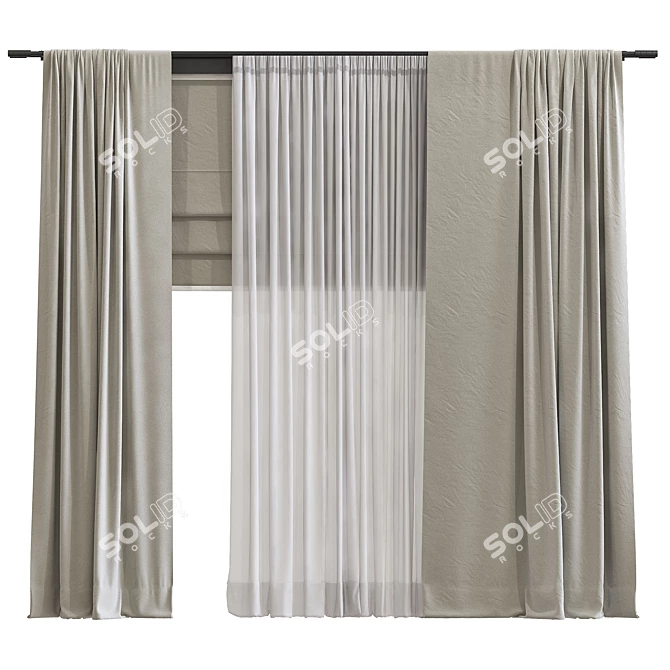 Refined Curtain Design 3D model image 1