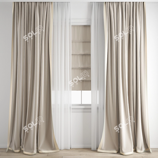 Polygonal Curtain Model Set 3D model image 1