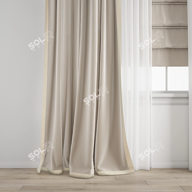 Polygonal Curtain Model Set 3D model image 2