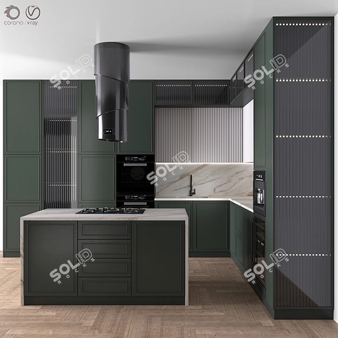 Neoclassic Corner Kitchen Design 3D model image 1