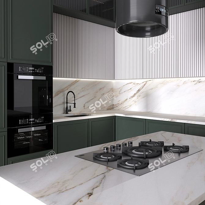 Neoclassic Corner Kitchen Design 3D model image 2