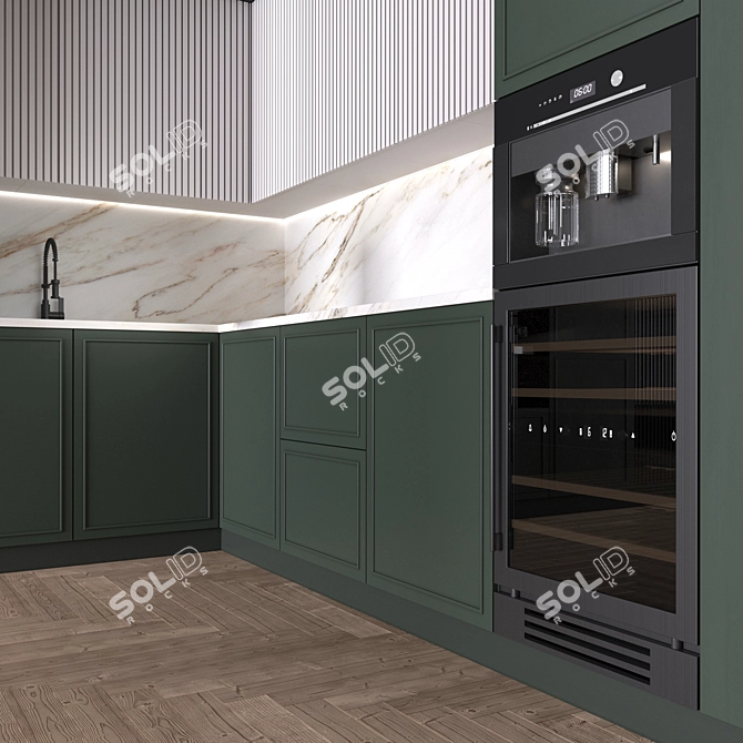 Neoclassic Corner Kitchen Design 3D model image 3