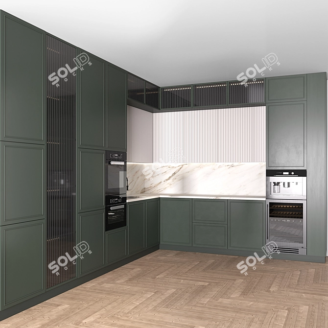 Neoclassic Corner Kitchen Design 3D model image 4