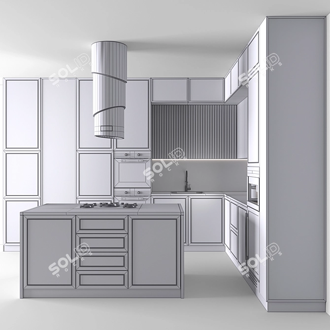 Neoclassic Corner Kitchen Design 3D model image 5