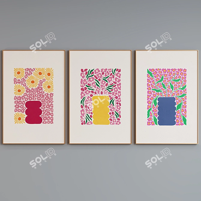 Abstract Floral Vase Picture Frames 3D model image 2