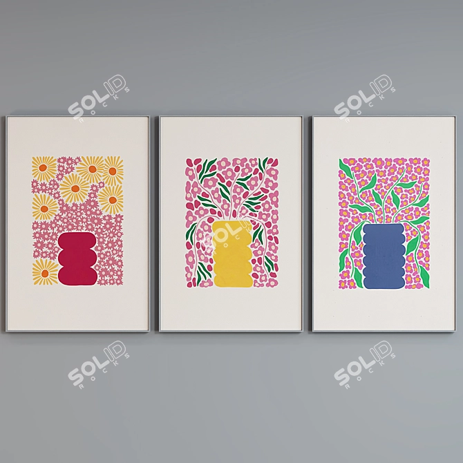 Abstract Floral Vase Picture Frames 3D model image 3