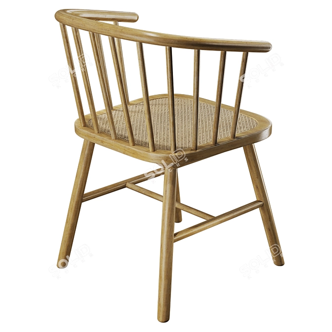 Rattan Seat Ash Wood Chair 3D model image 3