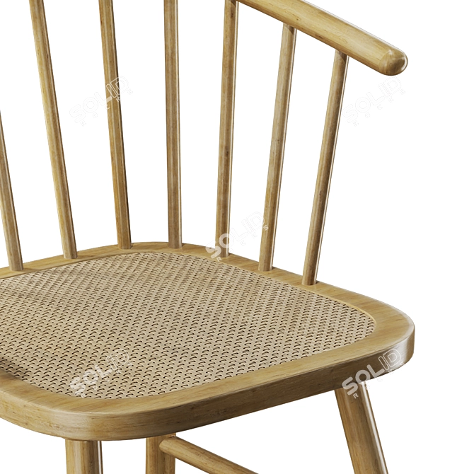 Rattan Seat Ash Wood Chair 3D model image 5