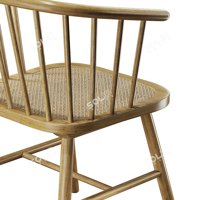 Rattan Seat Ash Wood Chair 3D model image 6