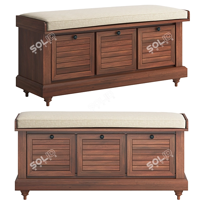 Rustic Almira Flip Top Bench 3D model image 1