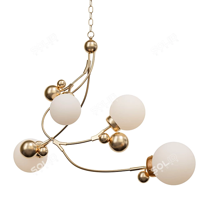 Nature-Inspired Sprig Pendant Sculpture 3D model image 1