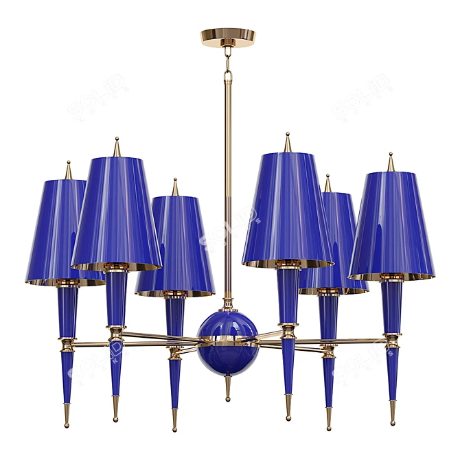 Navy Lacquer Chandelier 36-inch 3D model image 1