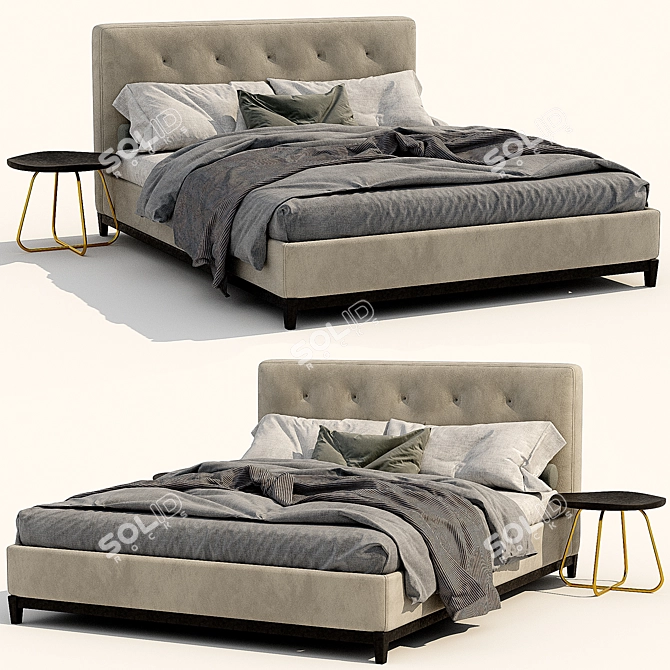 Luxury Minotti Andersen Quilt Bed 3D model image 1