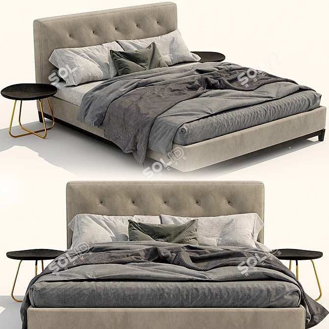 Luxury Minotti Andersen Quilt Bed 3D model image 2