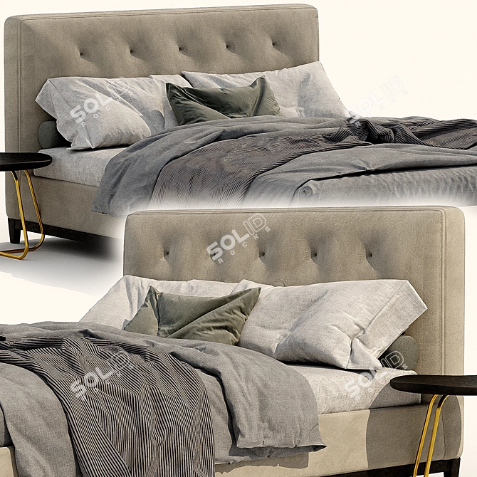 Luxury Minotti Andersen Quilt Bed 3D model image 4