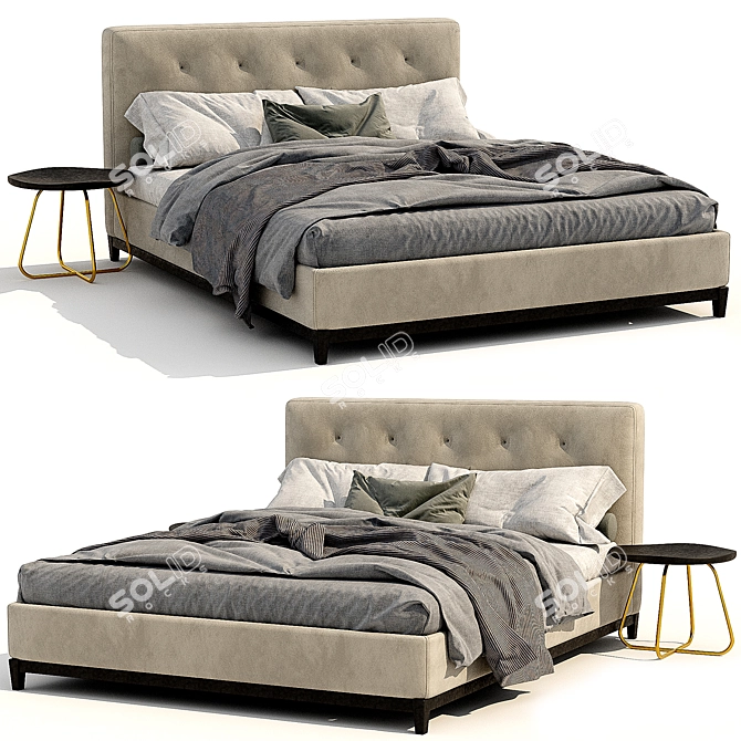 Luxury Minotti Andersen Quilt Bed 3D model image 6