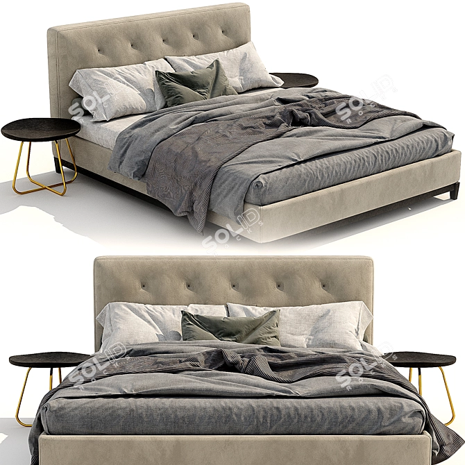 Luxury Minotti Andersen Quilt Bed 3D model image 7