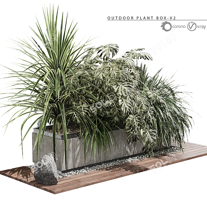 Premium Outdoor Plant Box Set 3D model image 1