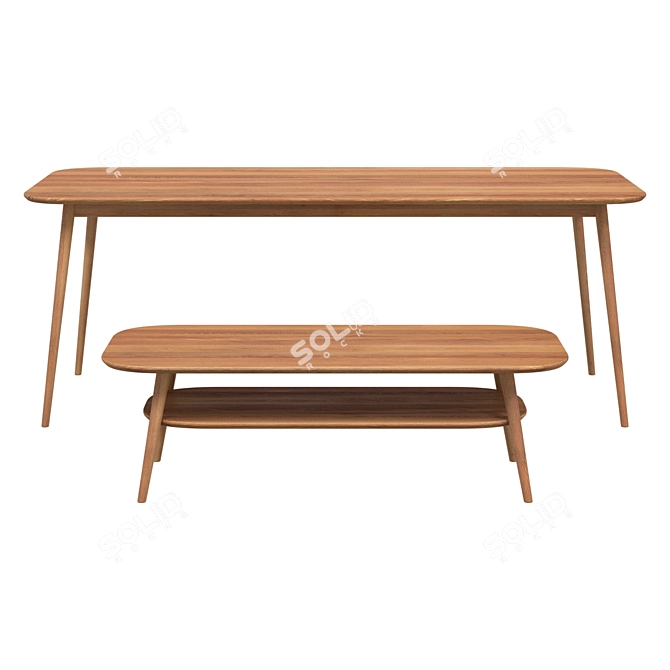 Scandinavian Style Ash Wood Table 3D model image 1