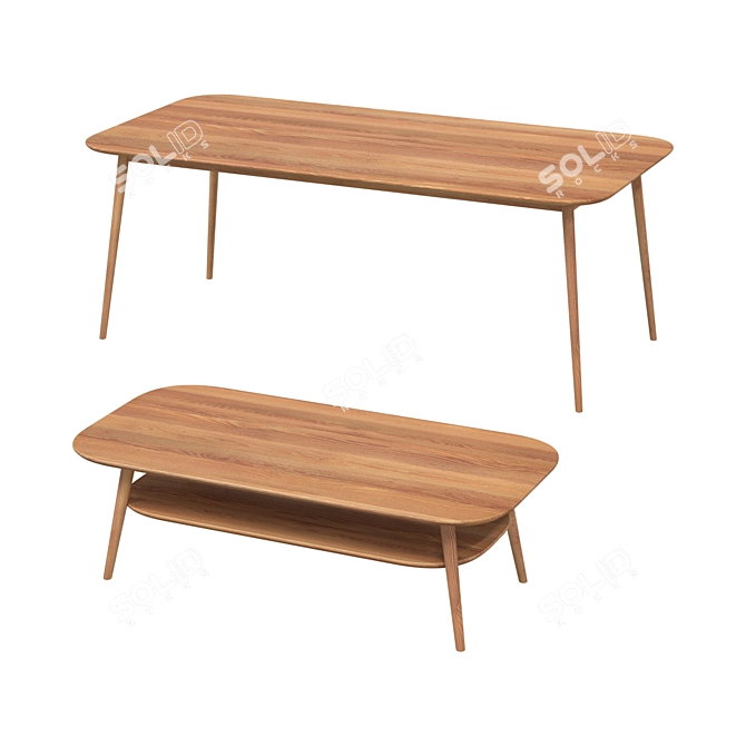 Scandinavian Style Ash Wood Table 3D model image 3