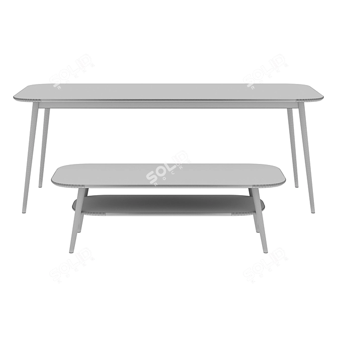 Scandinavian Style Ash Wood Table 3D model image 6
