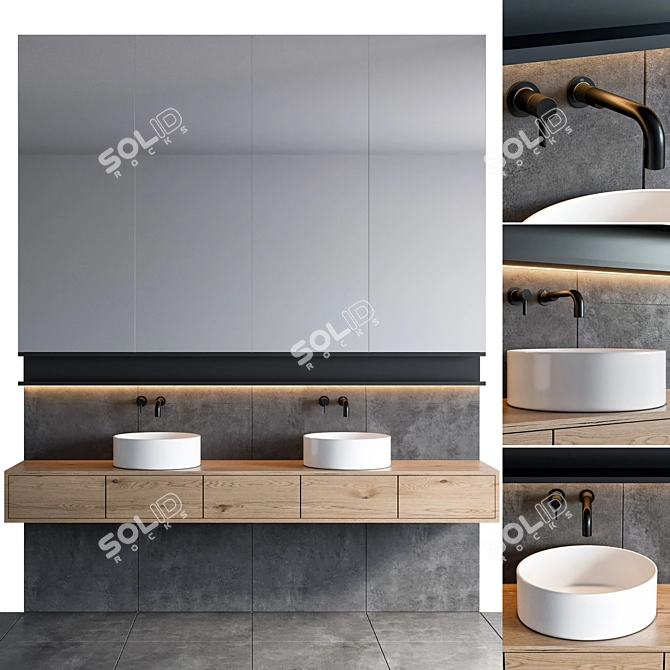 Modern Bathroom Furniture Set with Gessi Faucet 3D model image 1