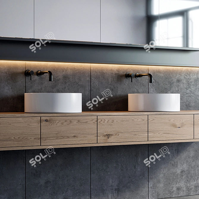 Modern Bathroom Furniture Set with Gessi Faucet 3D model image 2