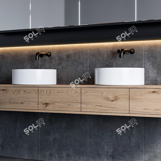 Modern Bathroom Furniture Set with Gessi Faucet 3D model image 3