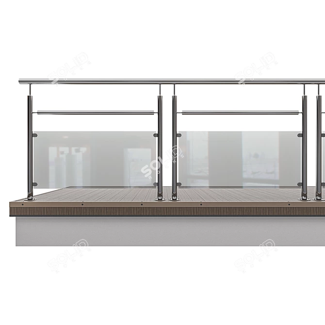 Title: Metal Glass Expandable Railing Combination 3D model image 2