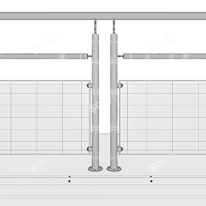 Title: Metal Glass Expandable Railing Combination 3D model image 3