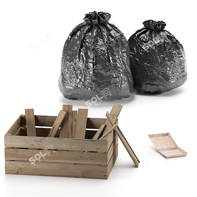 Outdoor Trash Set, Containers, Barrels 3D model image 5