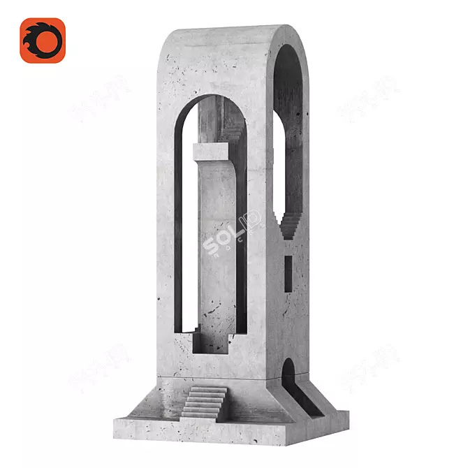 Umemoto Replica Concrete Sculpture 3D model image 3