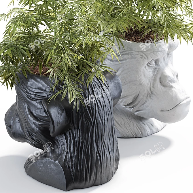 Resin Ape Head Planter, White 3D model image 4