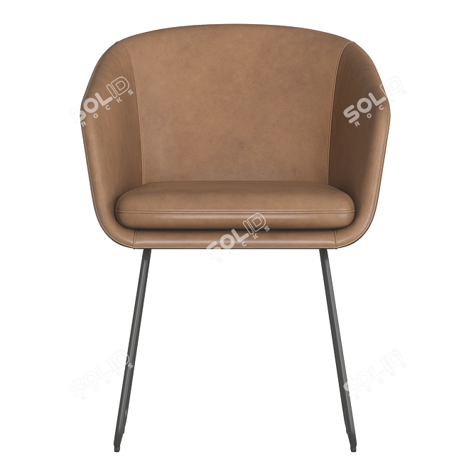 Modern Upholstered Leather Armchair 3D model image 2
