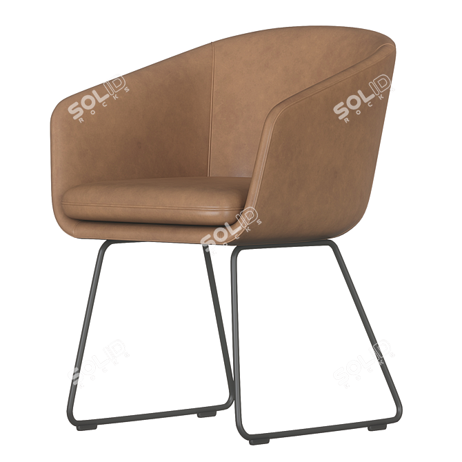 Modern Upholstered Leather Armchair 3D model image 3