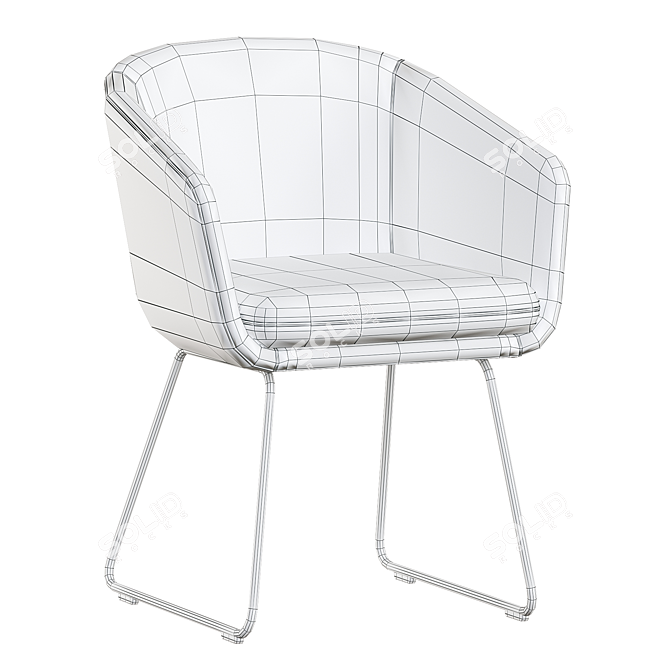 Modern Upholstered Leather Armchair 3D model image 4