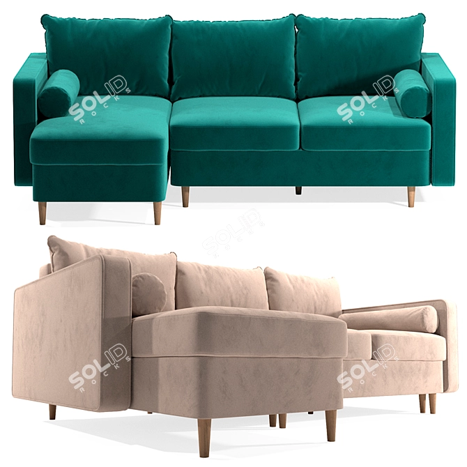 Corner Sofa Bed Volga Factory 3D model image 1