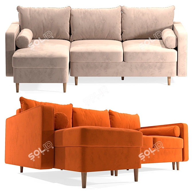 Corner Sofa Bed Volga Factory 3D model image 2