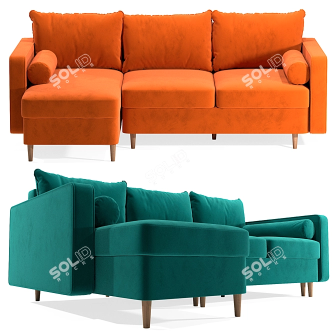 Corner Sofa Bed Volga Factory 3D model image 3