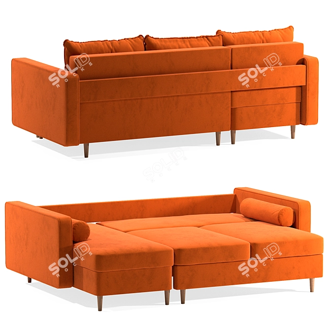 Corner Sofa Bed Volga Factory 3D model image 4